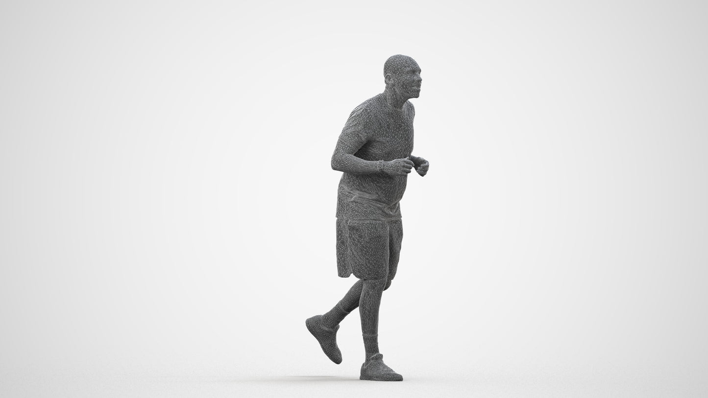 3D scanned man sport, photorealistic archviz people for Enscape and SketchUp, wireframe side view