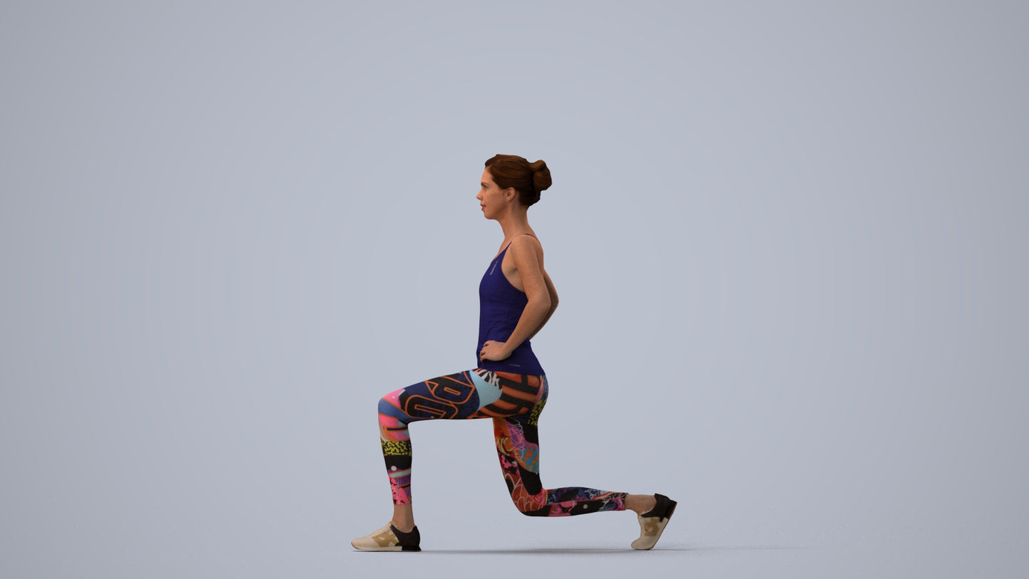 realistic 3D people woman sport, render-ready for V-Ray and Corona, FBX OBJ, three-quarter view render