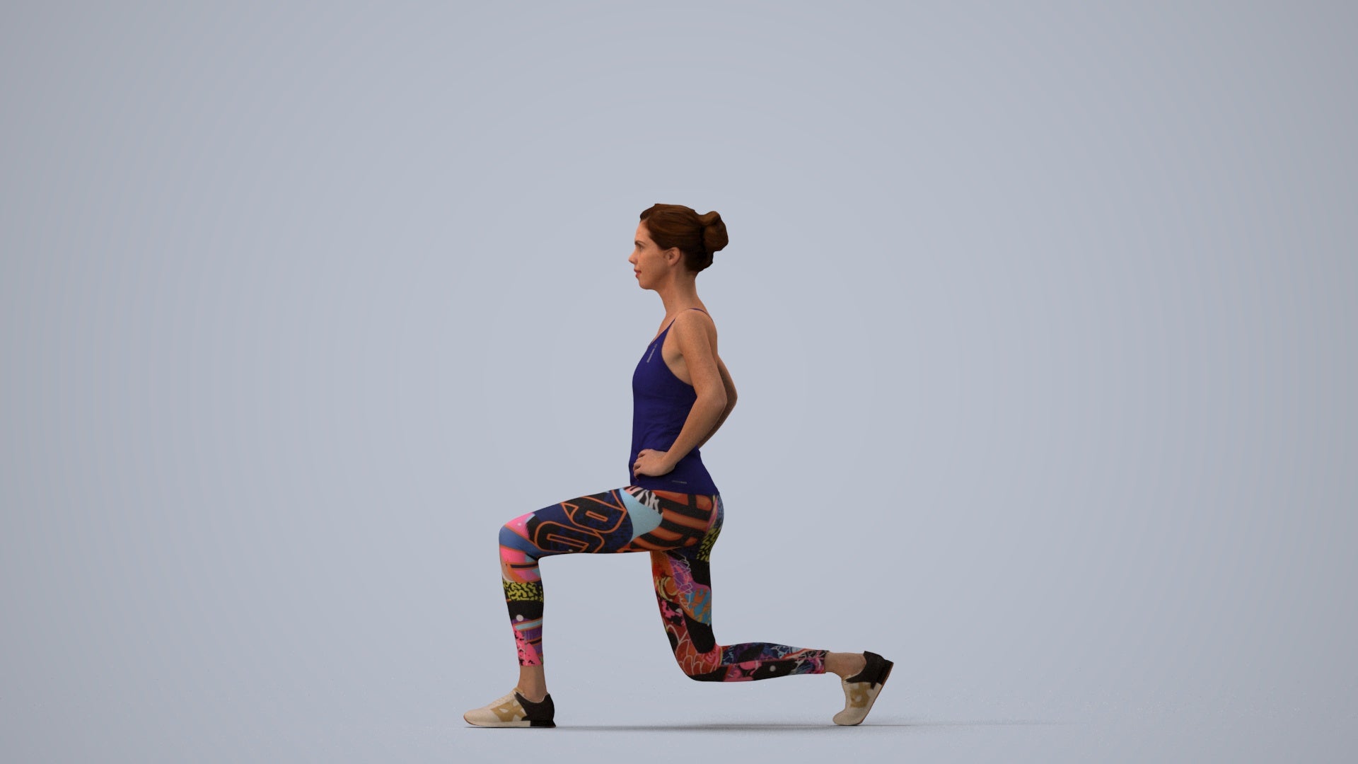 realistic 3D people woman sport, render-ready for V-Ray and Corona, FBX OBJ, three-quarter view render