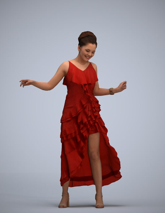 3D human model woman formal, photogrammetry scanned person for archviz