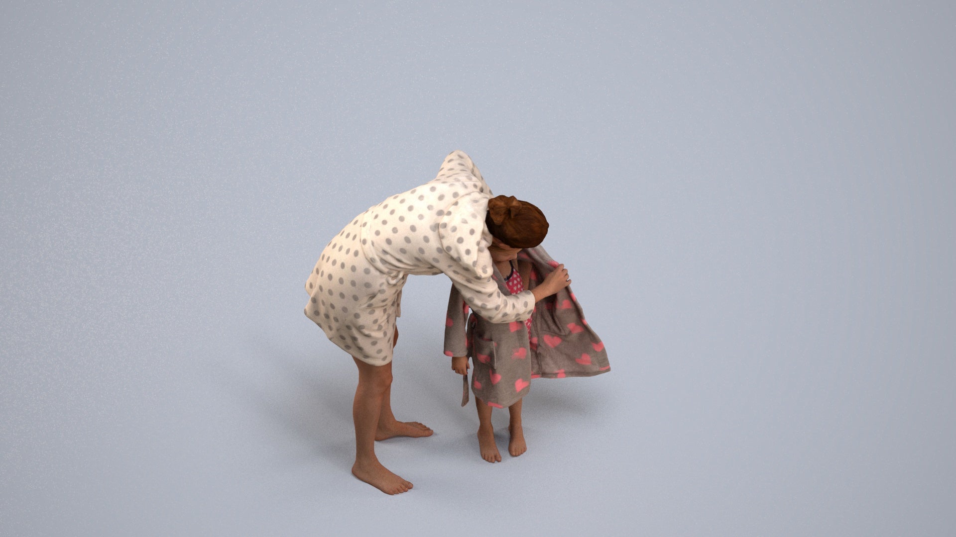 3D people model girl kids, scanned human for 3ds Max rendering, back view render
