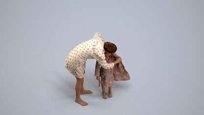 3D people model girl kids, scanned human for 3ds Max rendering, back view render