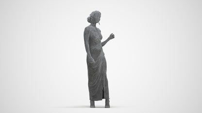 3D human model woman formal formalaffairs, photogrammetry scanned person for archviz, three-quarter front view render