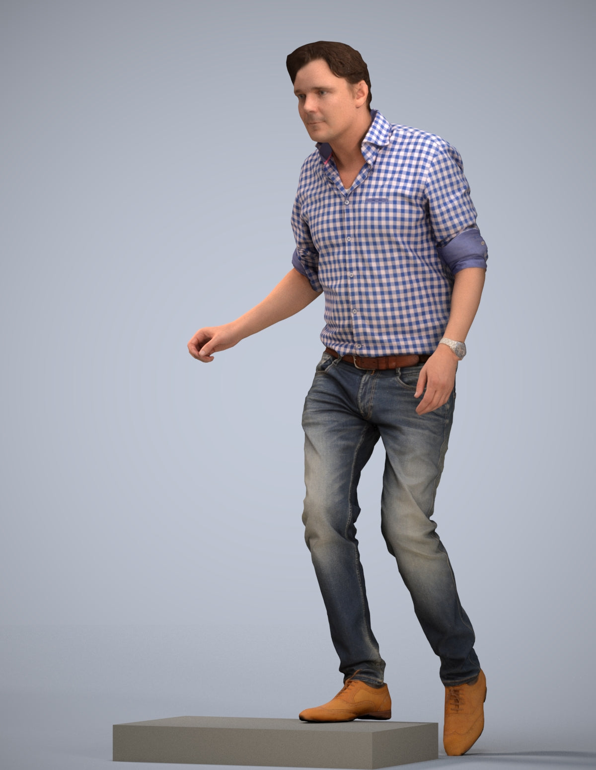 realistic 3D human man casual standing, archviz people FBX OBJ for Blender