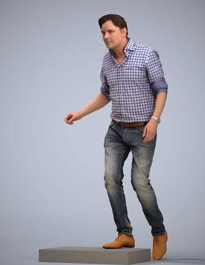 realistic 3D human man casual standing, archviz people FBX OBJ for Blender