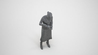realistic 3D woman casual standing, scanned archviz people for Blender and 3ds Max, wireframe three-quarter view