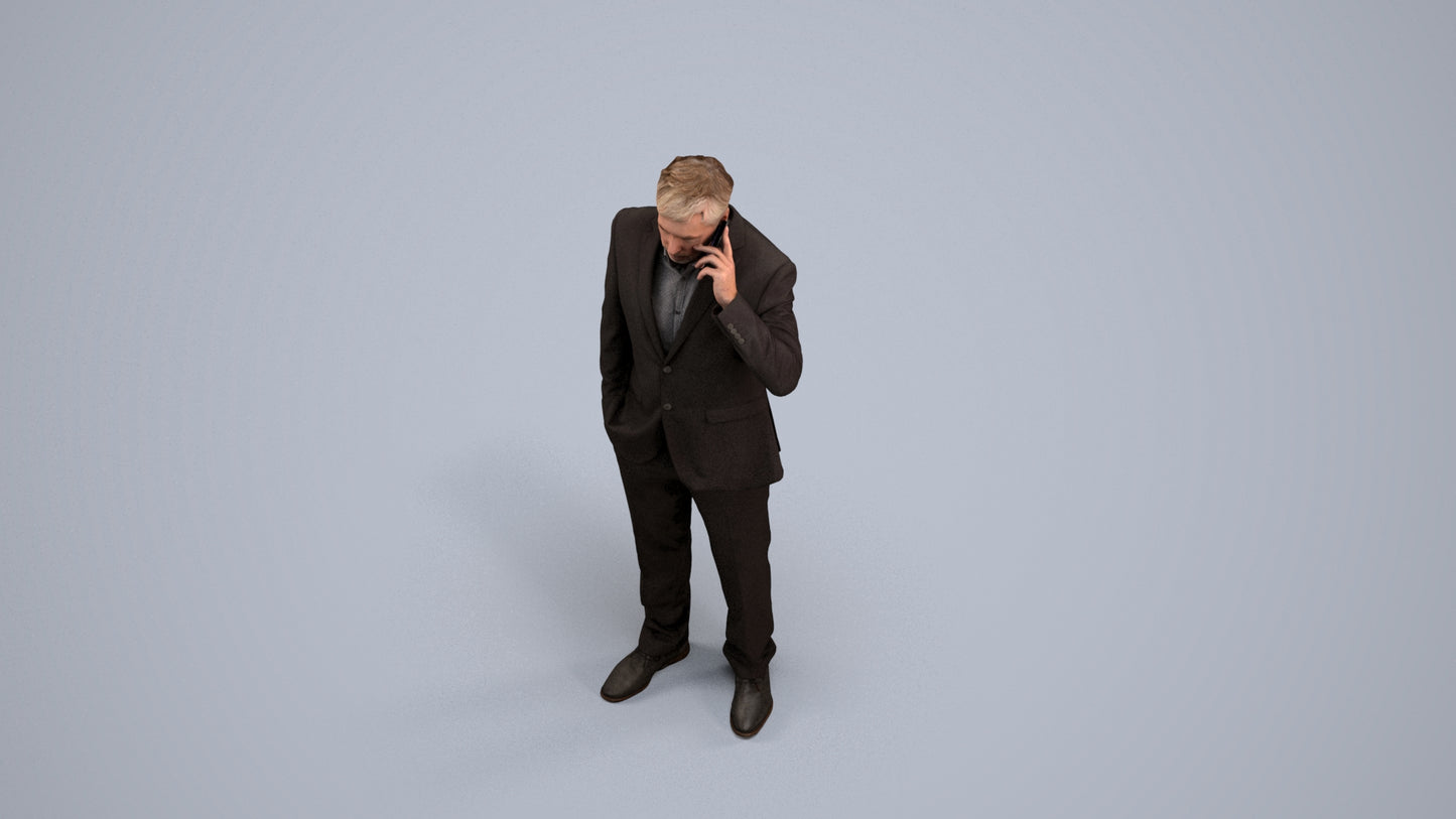 3D people model man business, scanned human for 3ds Max rendering, back view render