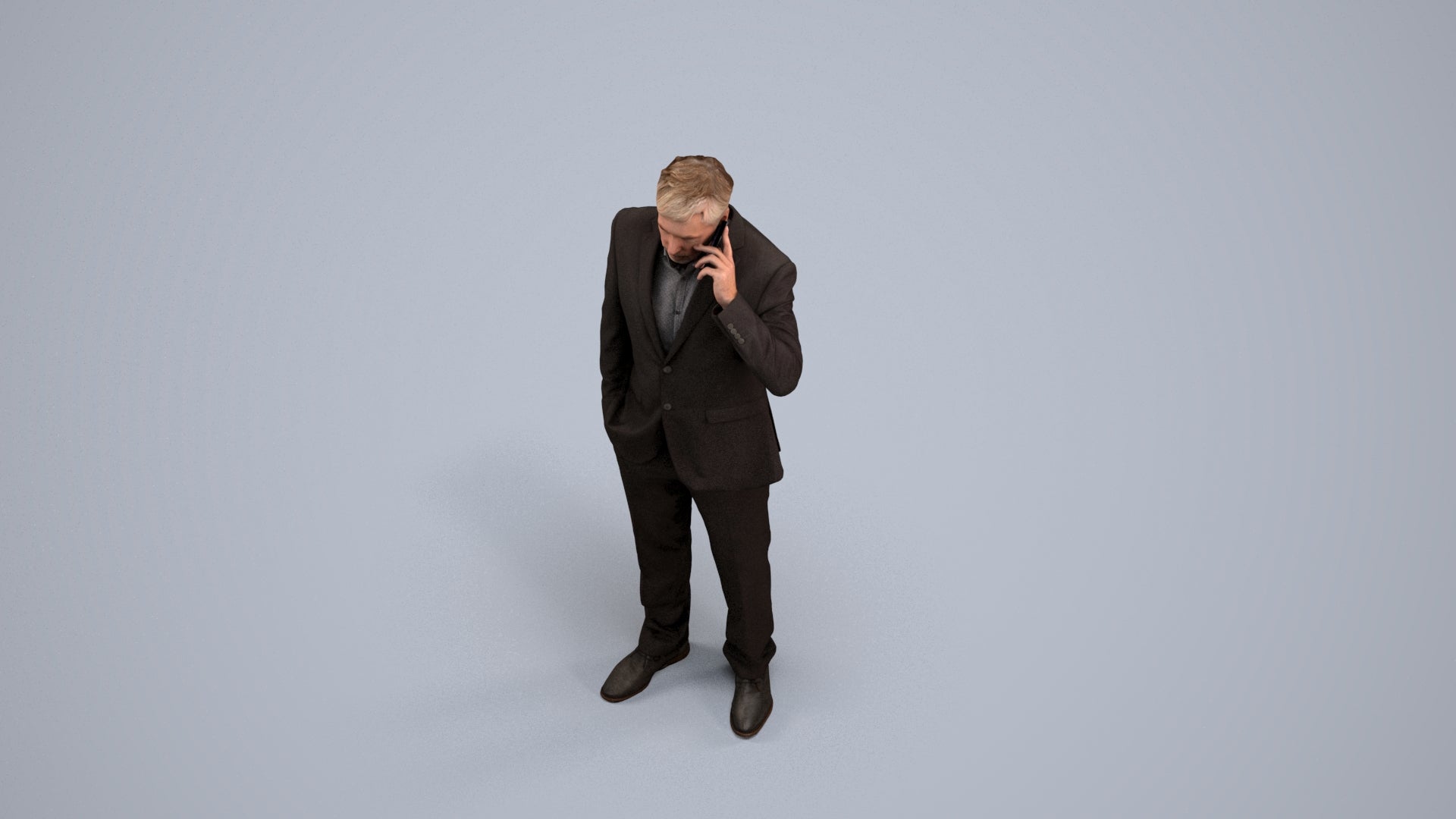 3D people model man business, scanned human for 3ds Max rendering, back view render