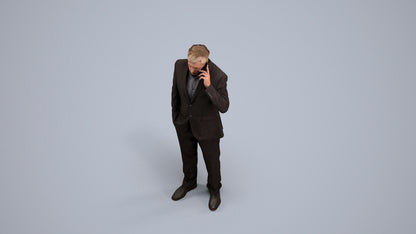 3D people model man business, scanned human for 3ds Max rendering, back view render