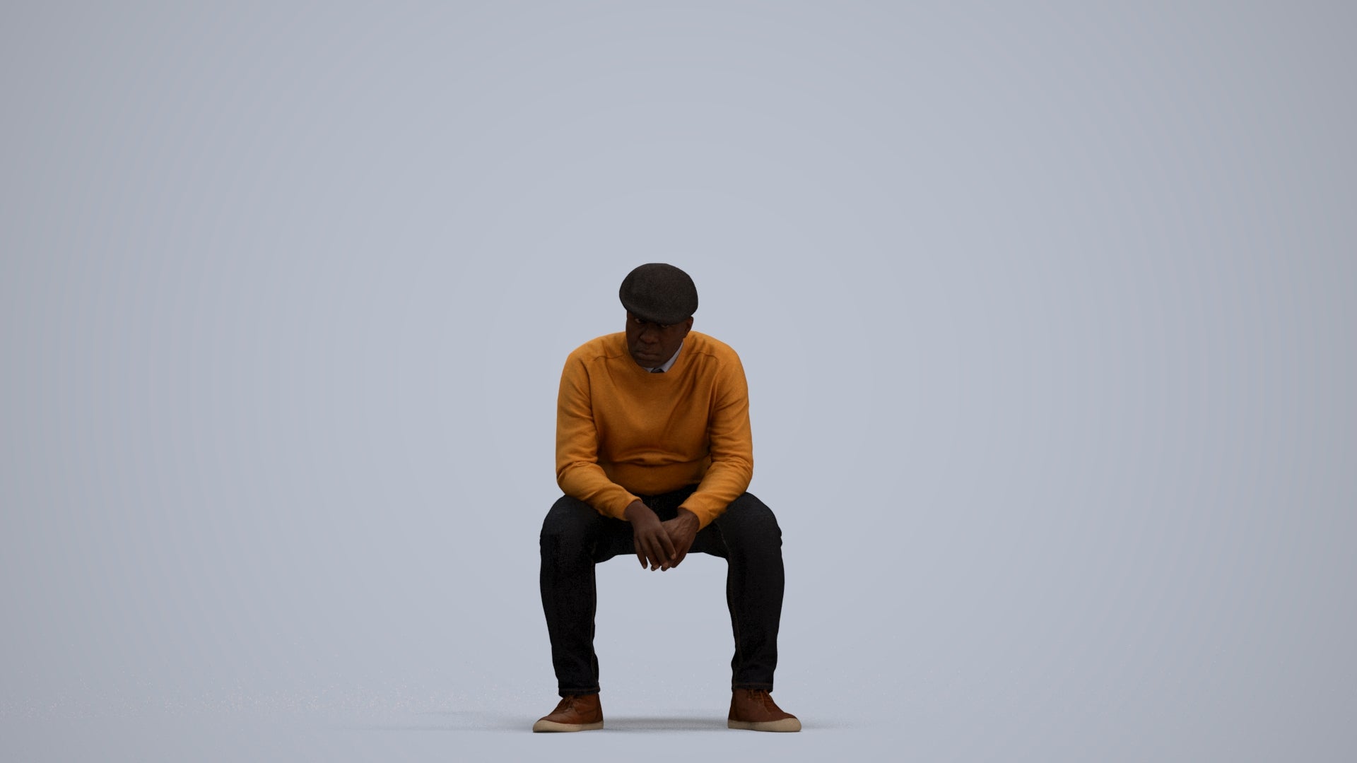 realistic 3D man casual sitting, scanned archviz people for Blender and 3ds Max, standing pose render