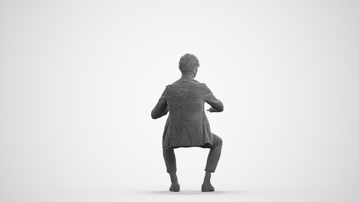 3D scanned man business, photorealistic archviz people for Enscape and SketchUp, wireframe front view