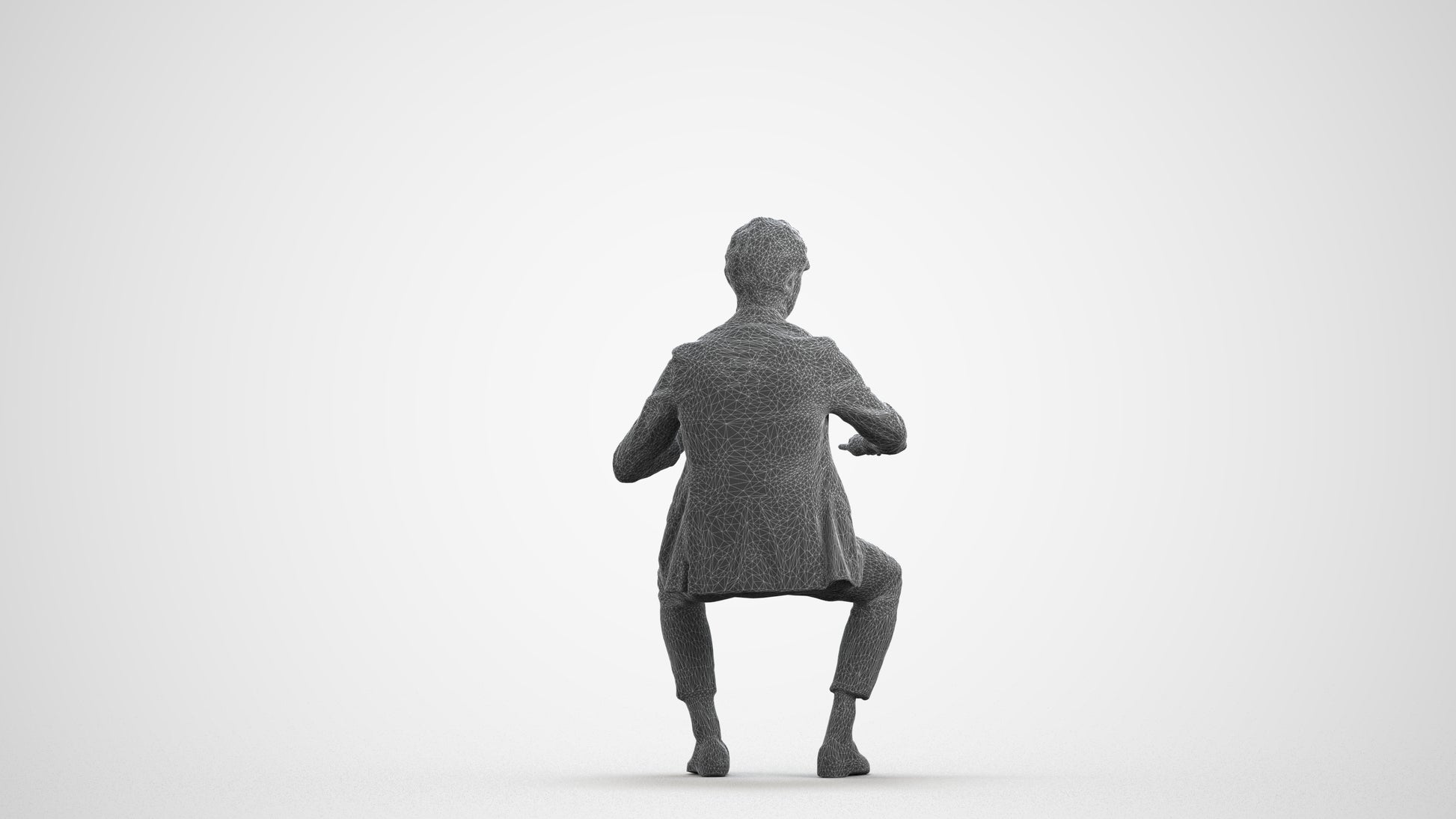 3D scanned man business, photorealistic archviz people for Enscape and SketchUp, wireframe front view