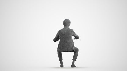 3D scanned man business, photorealistic archviz people for Enscape and SketchUp, wireframe front view
