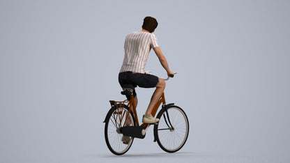 realistic 3D man casual cycling, scanned archviz people for Blender and 3ds Max, front view render