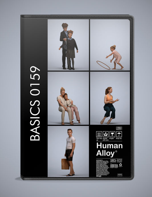 photogrammetry 3D people kids collection, 5 realistic human models archviz FBX