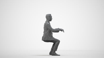 realistic 3D man formal business, scanned archviz people for Blender and 3ds Max, wireframe side view
