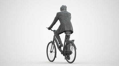 scanned 3D man business cycling, photogrammetry people for Enscape and V-Ray, wireframe front view