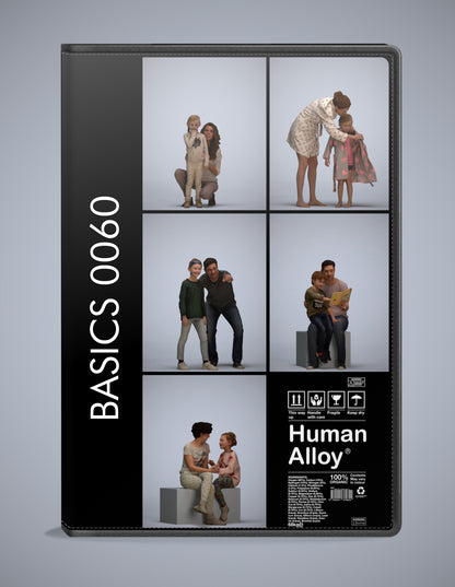 realistic 3D humans kids pack, 5 archviz people FBX OBJ for Blender