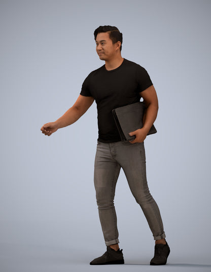 realistic 3D people man casual door, render-ready for V-Ray and Corona, FBX OBJ