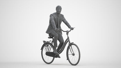 scanned 3D man business cycling, photogrammetry people for Enscape and V-Ray, three-quarter front view render