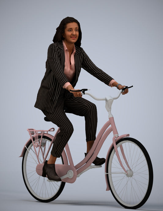 photogrammetry 3D woman business cycling, realistic human model archviz FBX