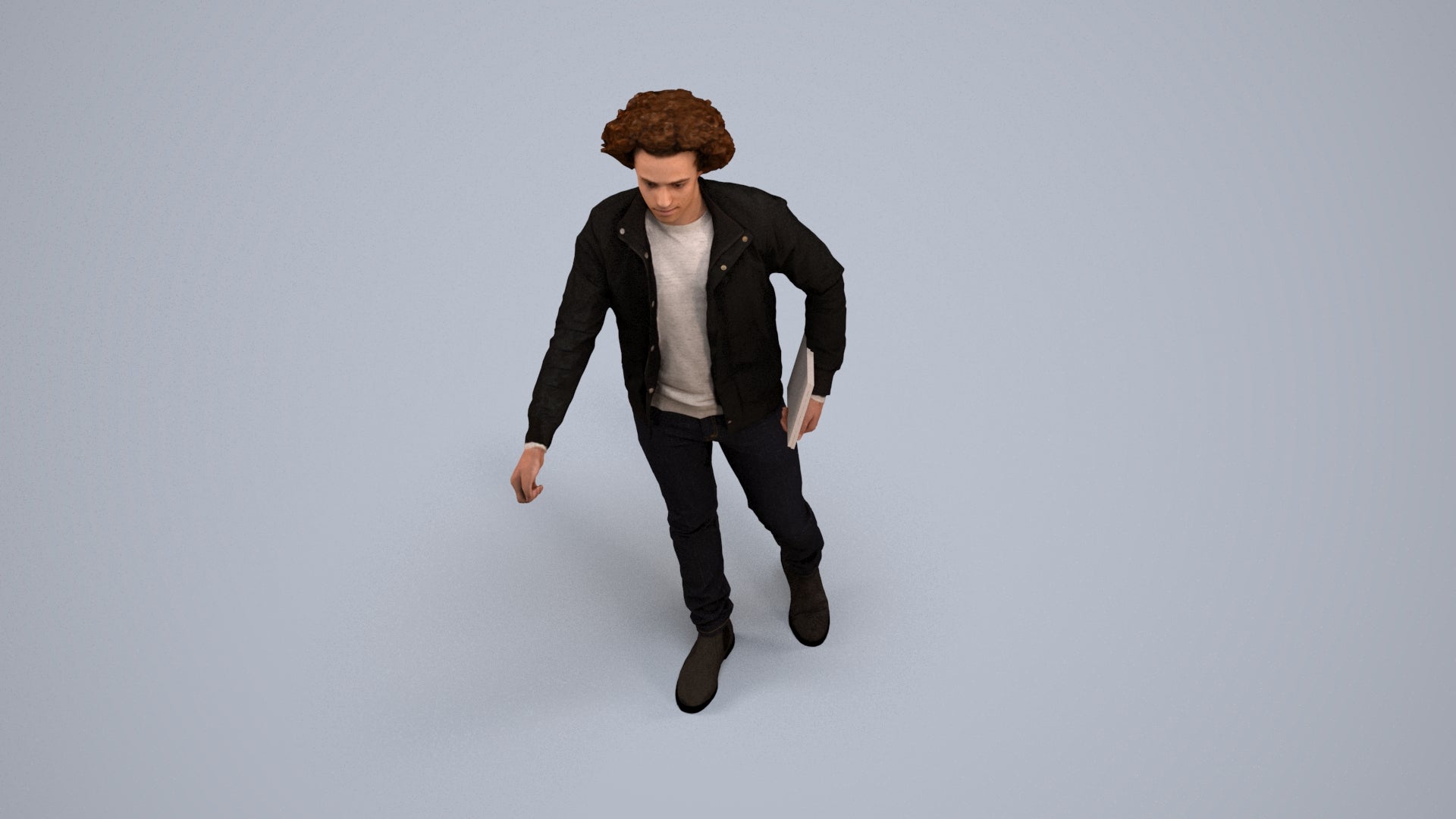 photogrammetry 3D man casual mix, realistic human model archviz FBX, back view render