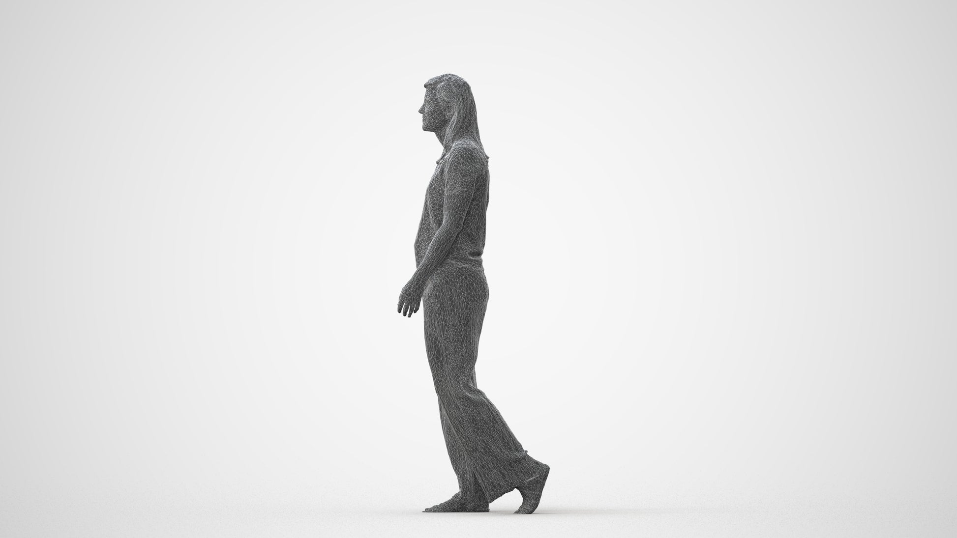 3D scanned woman walking casual, photorealistic archviz people for Enscape and SketchUp, square thumbnail