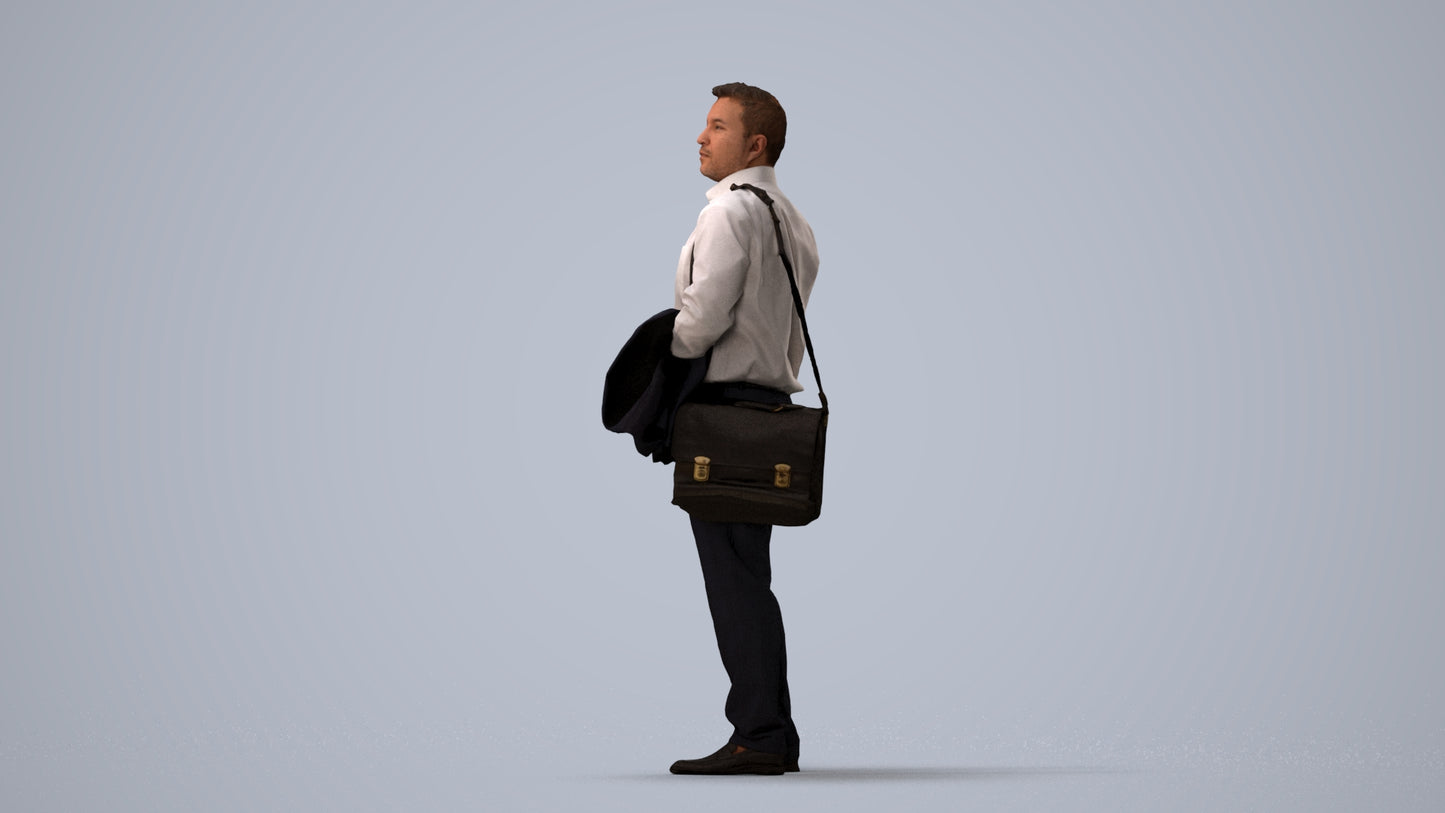 realistic 3D man business, scanned archviz people for Blender and 3ds Max, three-quarter view render