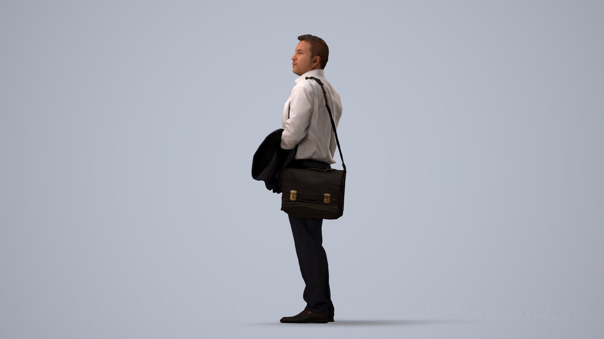 realistic 3D man business, scanned archviz people for Blender and 3ds Max, three-quarter view render