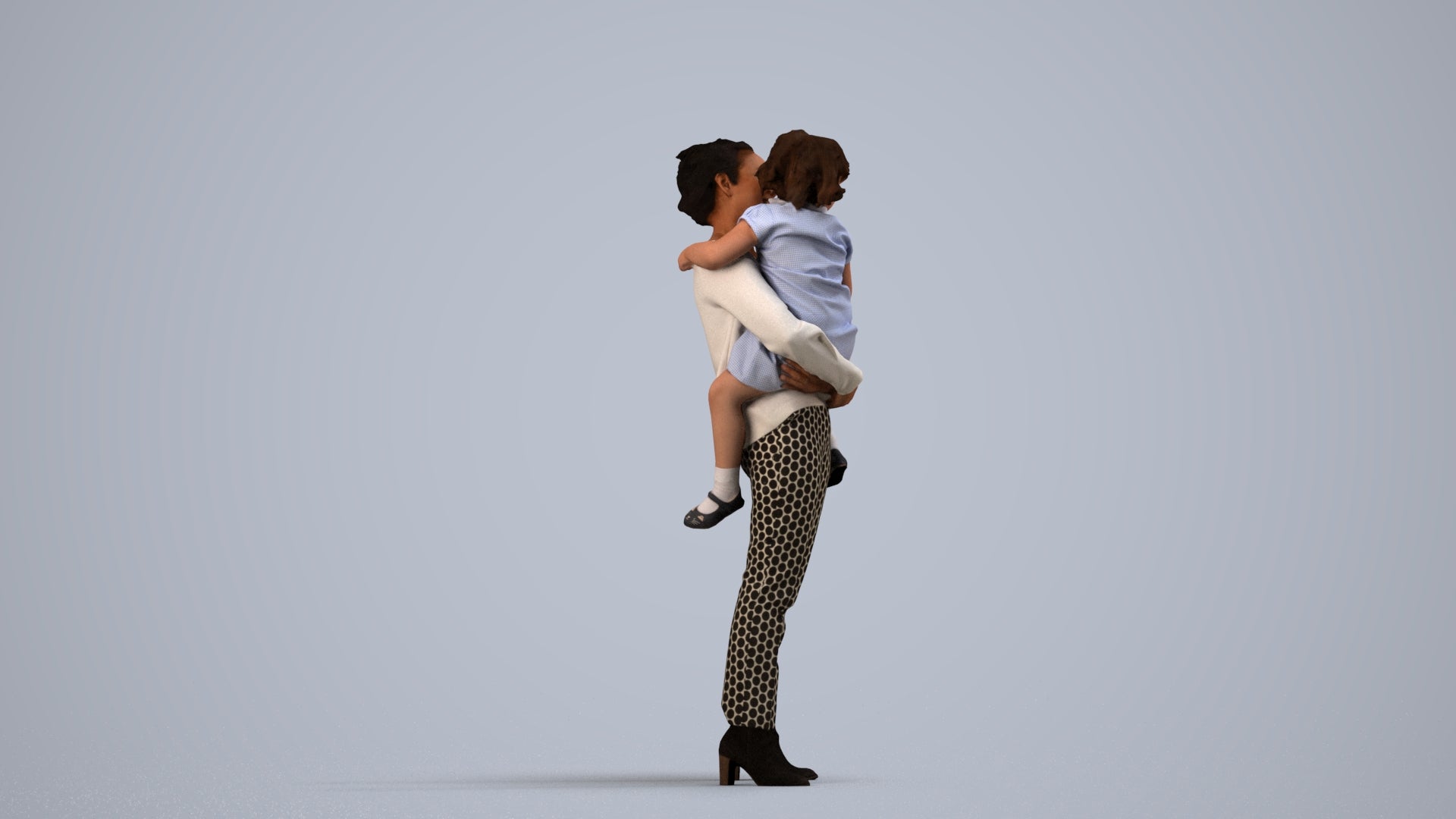 realistic 3D people girl casual kids, render-ready for V-Ray and Corona, FBX OBJ, side view render