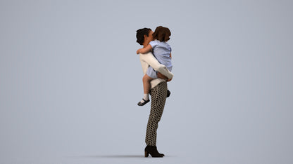 realistic 3D people girl casual kids, render-ready for V-Ray and Corona, FBX OBJ, side view render