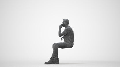 3D people model man casual sitting, scanned human for 3ds Max rendering, square thumbnail