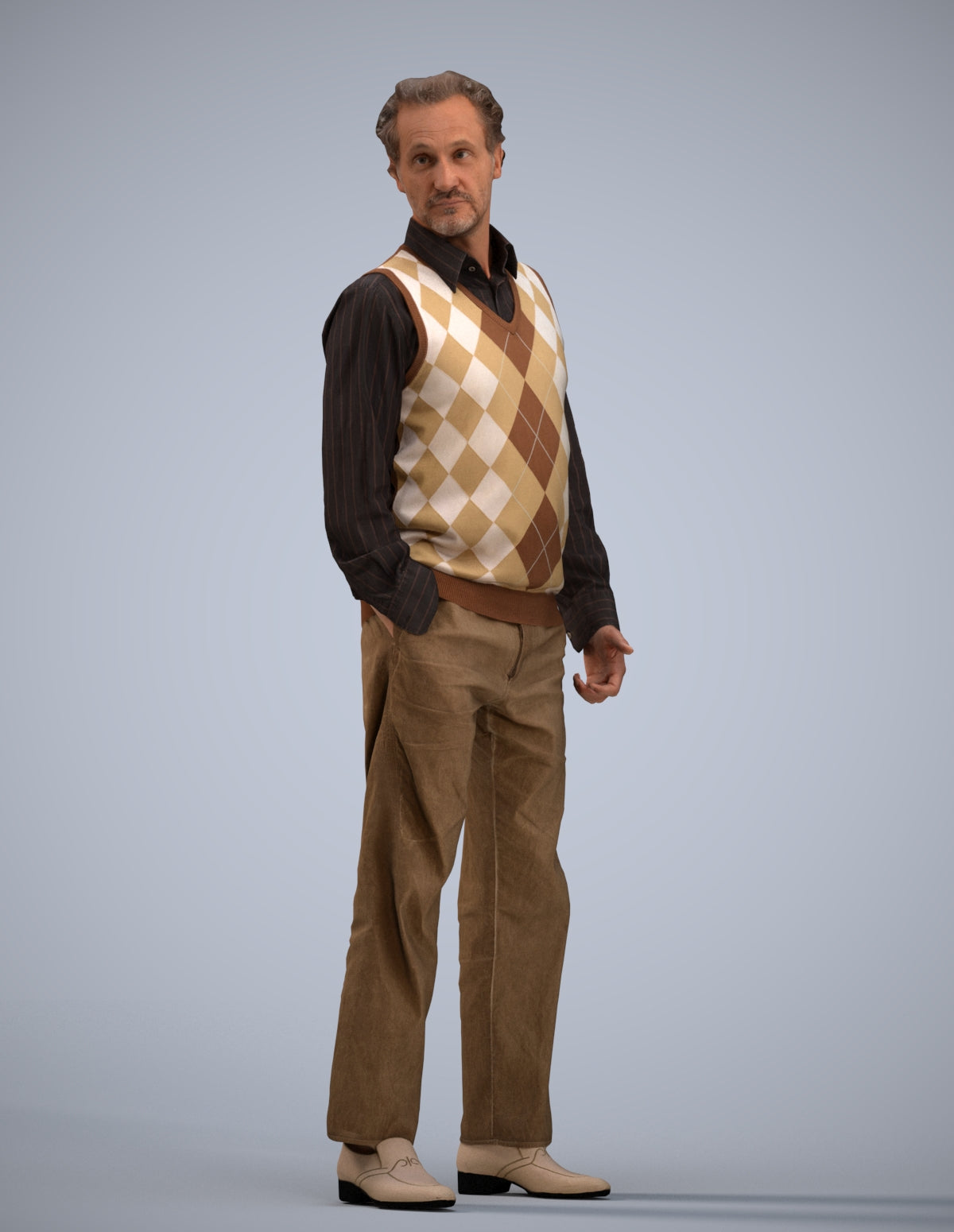 realistic 3D human man business standing, archviz people FBX OBJ for Blender