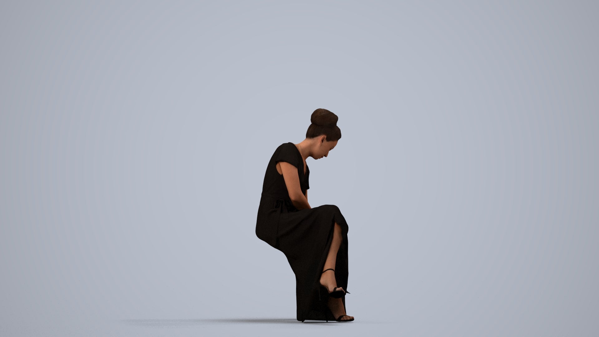 scanned 3D woman formal formalaffairs, photogrammetry people for Enscape and V-Ray, side view render