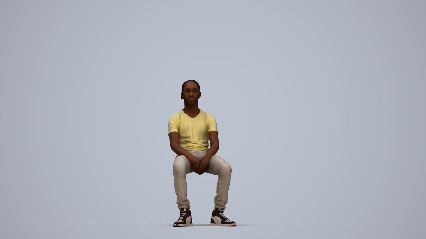 scanned 3D boy casual kids, photogrammetry people for Enscape and V-Ray, top-down view render