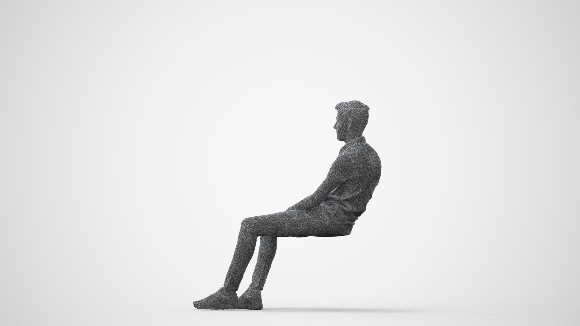 3D scanned man sitting casual, photorealistic archviz people for Enscape and SketchUp, square thumbnail