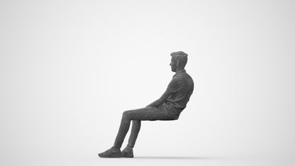 3D scanned man sitting casual, photorealistic archviz people for Enscape and SketchUp, square thumbnail