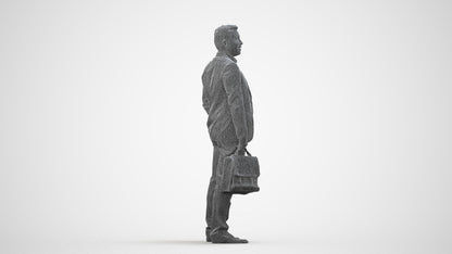 realistic 3D man business, scanned archviz people for Blender and 3ds Max, wireframe side view