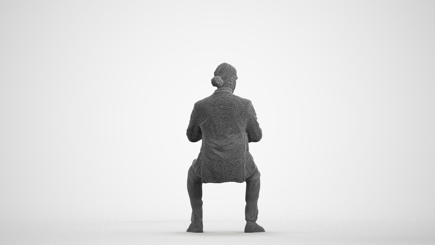 realistic 3D man business, scanned archviz people for Blender and 3ds Max, wireframe front view