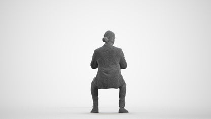 realistic 3D man business, scanned archviz people for Blender and 3ds Max, wireframe front view