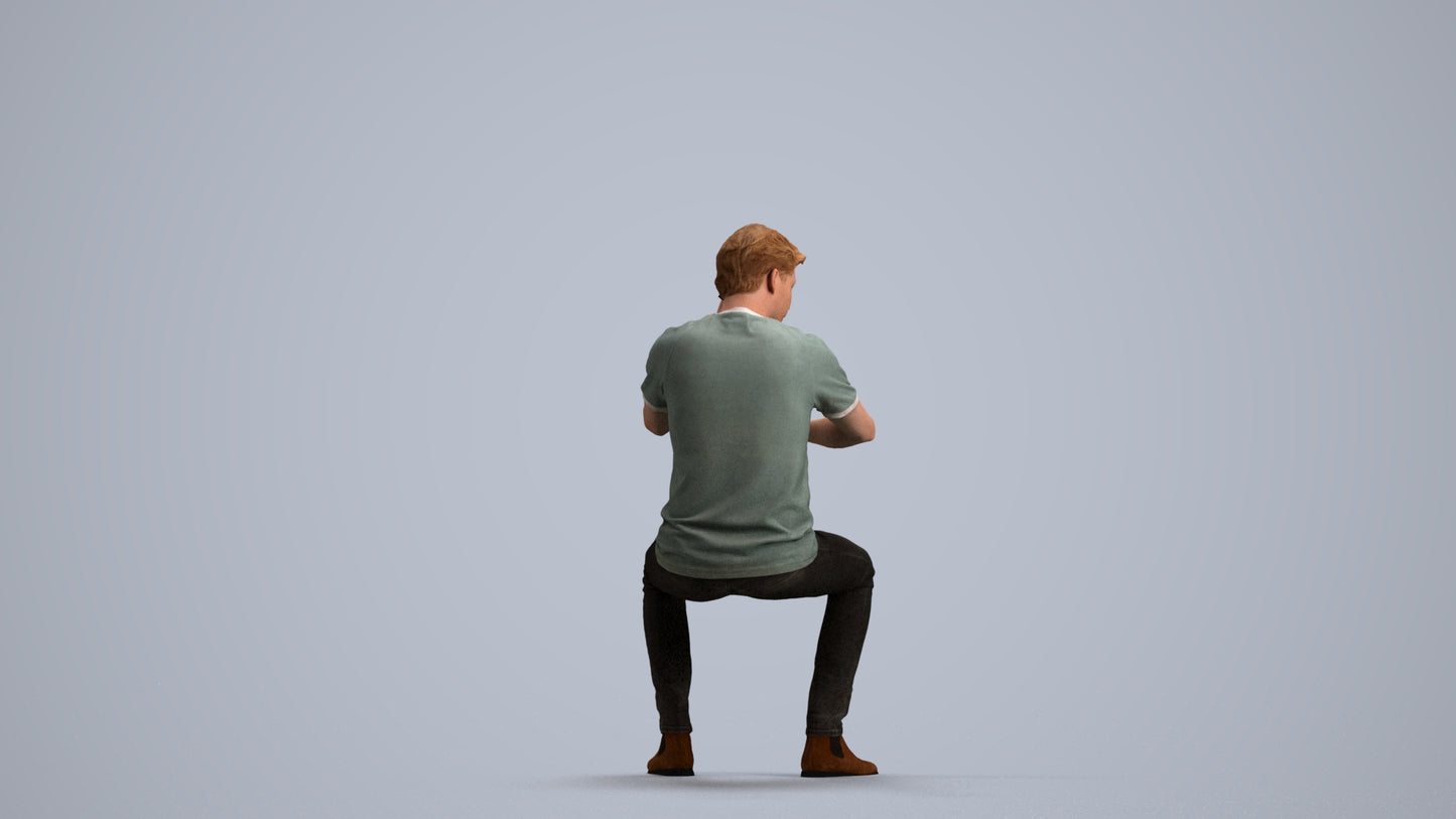 3D people model man casual couple, scanned human for 3ds Max rendering, front view render