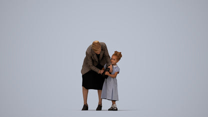 3D human model girl casual kids, photogrammetry scanned person for archviz, top-down view render