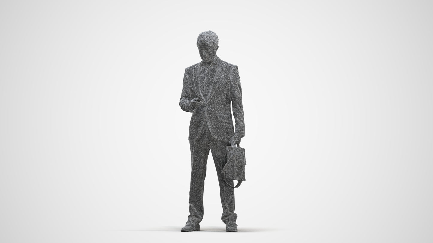 3D people model man business, scanned human for 3ds Max rendering, three-quarter front view render