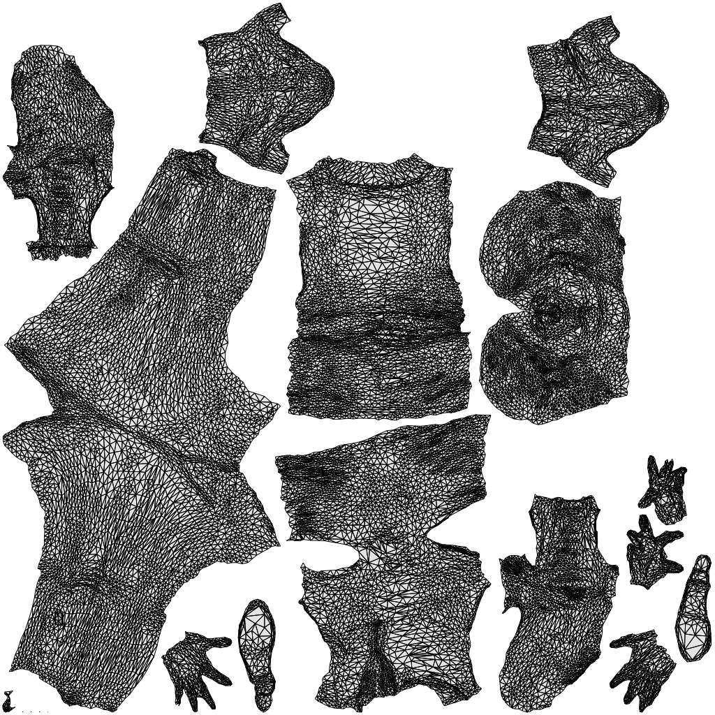 3D scanned woman standing casual, photorealistic archviz people for Enscape and SketchUp, wireframe top-down view
