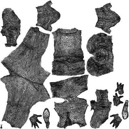 3D scanned woman standing casual, photorealistic archviz people for Enscape and SketchUp, wireframe top-down view