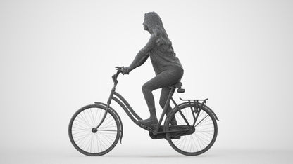 3D scanned woman cycling, photorealistic archviz people for Enscape and SketchUp, square thumbnail