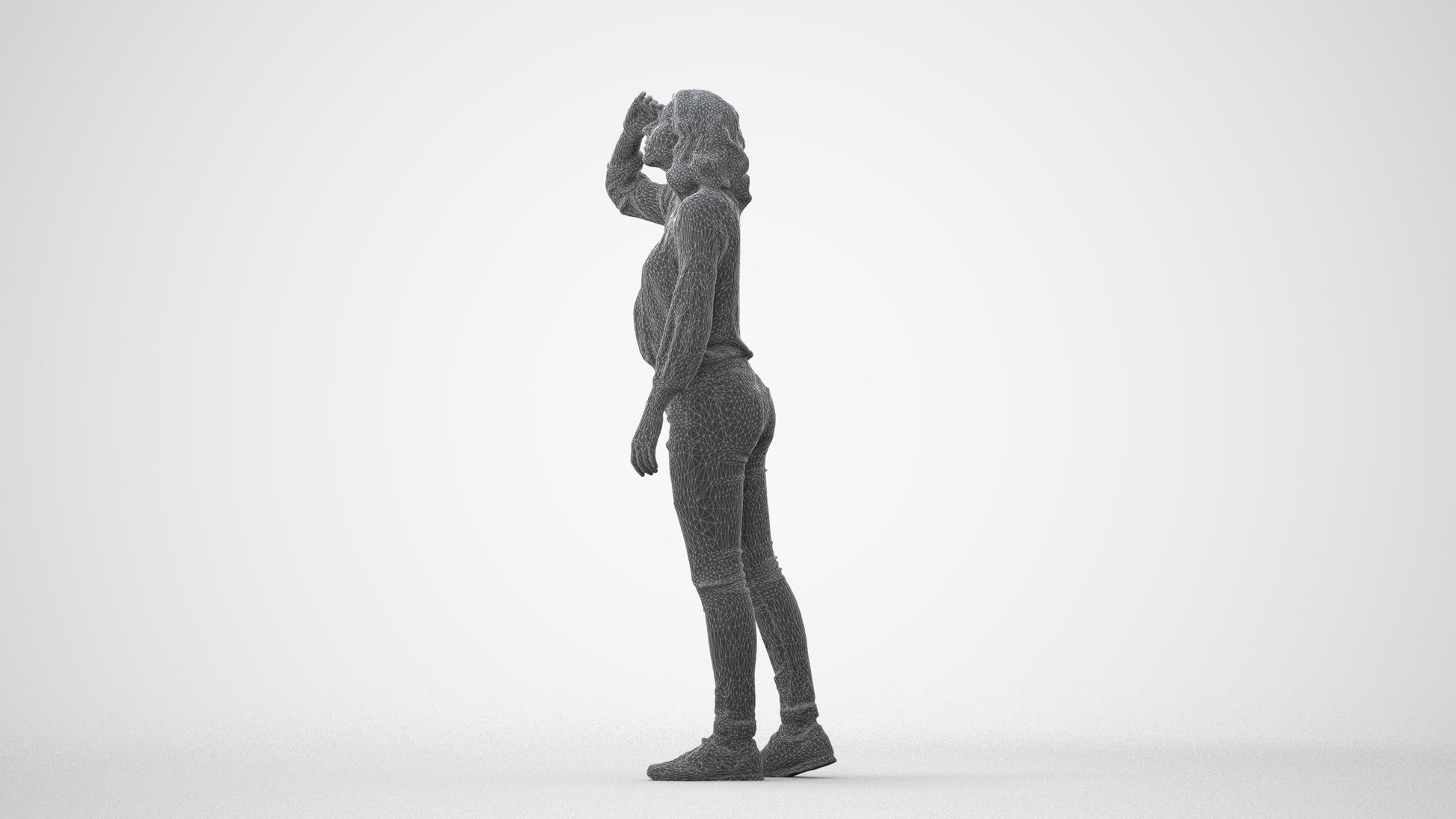 realistic 3D woman casual walking, scanned archviz people for Blender and 3ds Max, square thumbnail