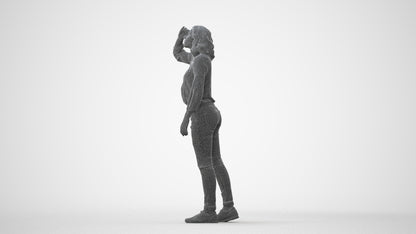 realistic 3D woman casual walking, scanned archviz people for Blender and 3ds Max, square thumbnail