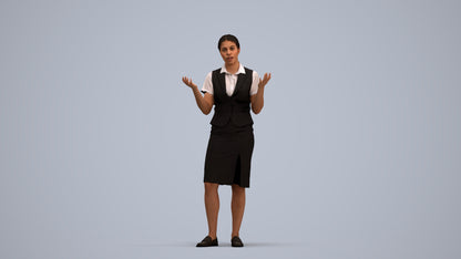 realistic 3D human woman hospitality, archviz people FBX OBJ for Blender, standing pose render