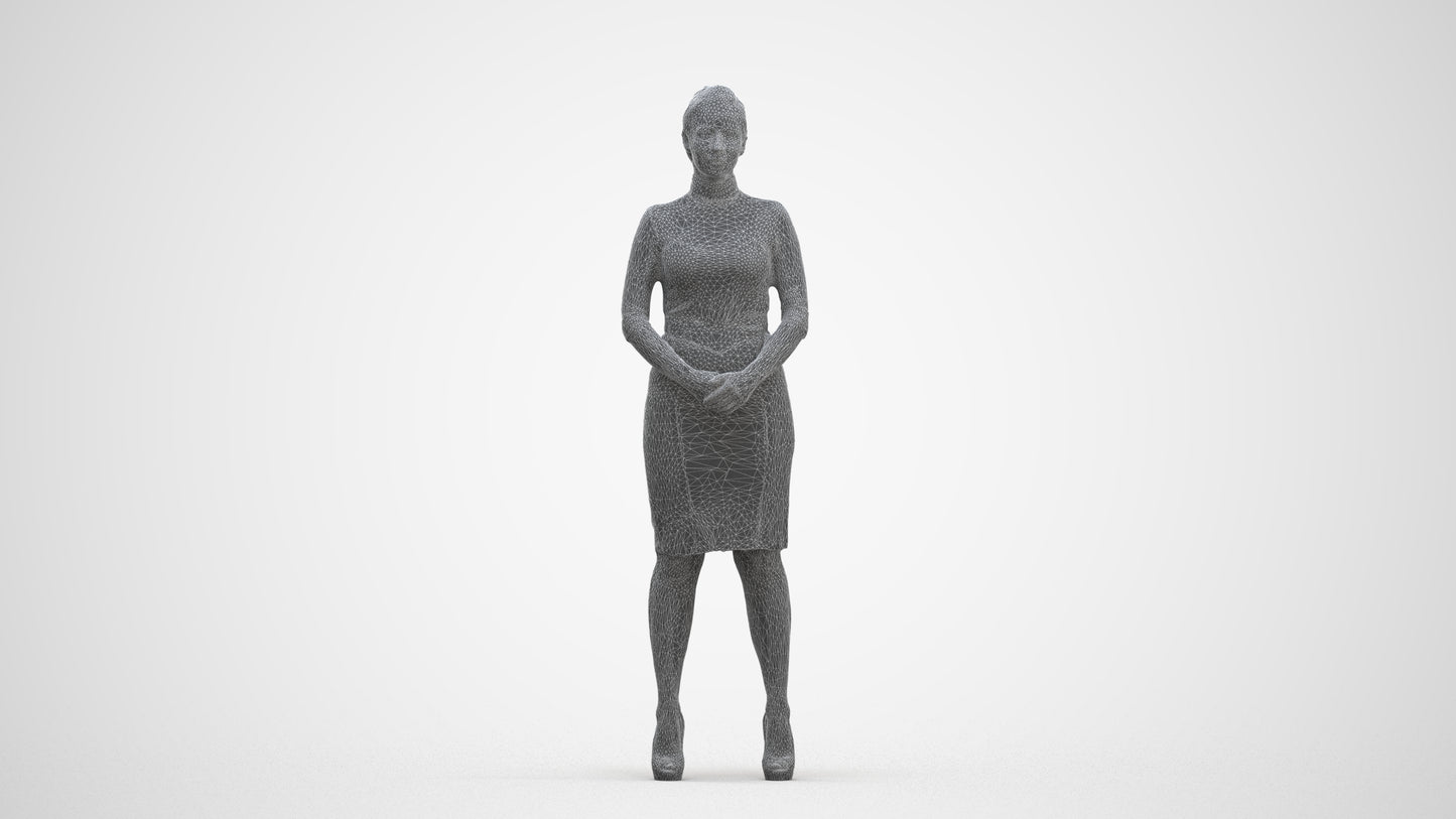 scanned 3D woman business, photogrammetry people for Enscape and V-Ray, three-quarter front view render